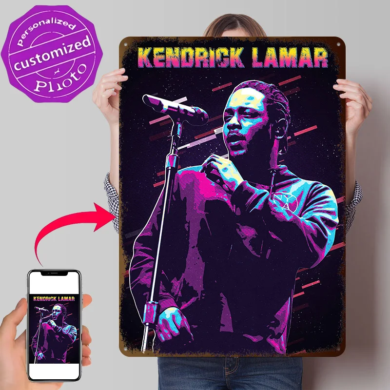 Kendrick Lamar Retro 3D Texture Metal Poster Customized Wall Art Tin Sign Gift for Mancave Modern Home Decoration Luxury Decor