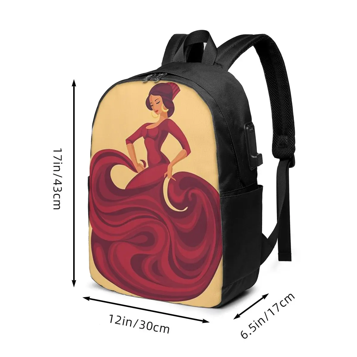 Vibrant Flamenco Dancer Backpack Travel Notebook Bag Computer College Student School Bag Laptop Shoulder Bags for Men Women