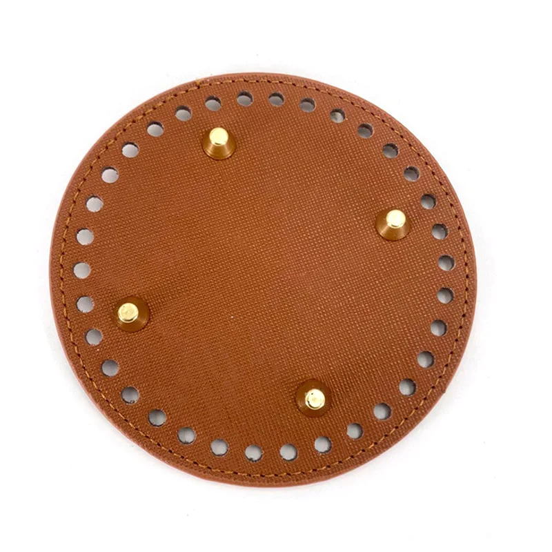 12*12cm Round Bag Bottom For Knitting Bag PU Leather Wear-resistant Bag Bottom With Holes Wholesale Bag Accessories For handbags