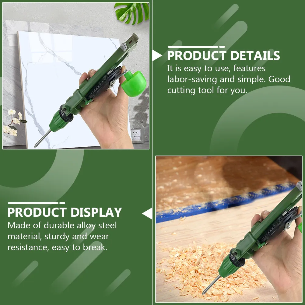 Hand Crank Hole Maker Set for Ceramic Tile, Glass & Mirror Cutting – Manual Tile Divider with Alloy Steel Drill