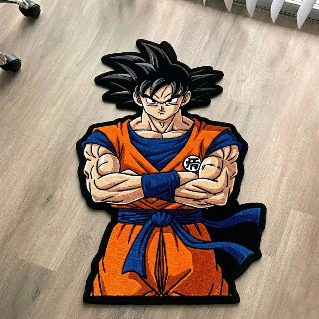 

Anime Dragon Ball Goku Anime Rug Super Saiyan Shaped Floor Mat Non-Slip Soft Carpet for Kids Room Bedroom Fans Gift