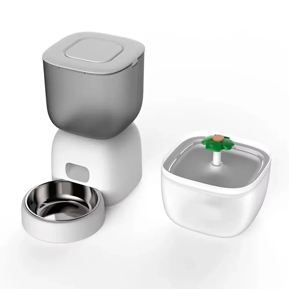

Automatic Cat Feeder and Cat Water Dispenser With 3L Auto Pet Feeder and 2L Cat Water Fountain