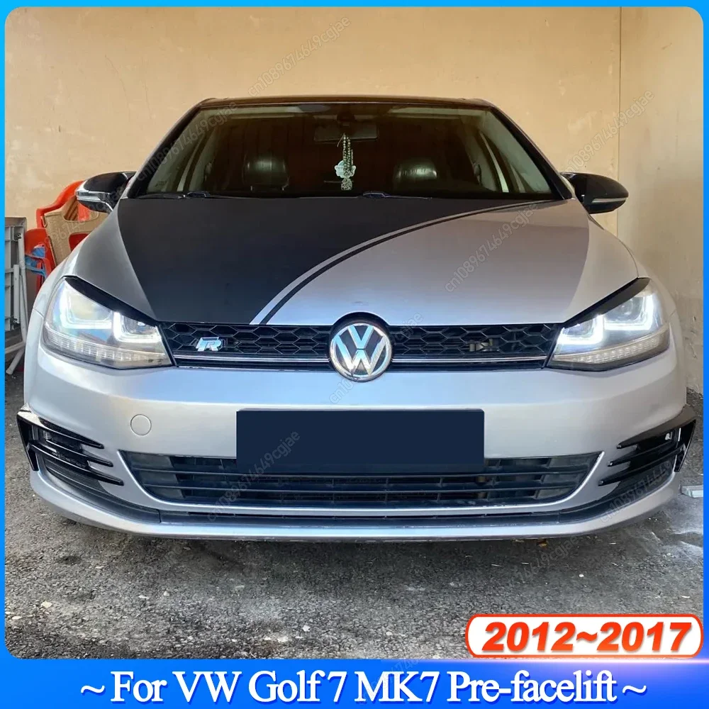 2Pcs For VW Golf 7 MK7 2012-2017 Pre-facelift Front Bumper Lip Spoiler Car Bumper Fog Lamp Grille Cover Trim ABS Bodykits Tuning