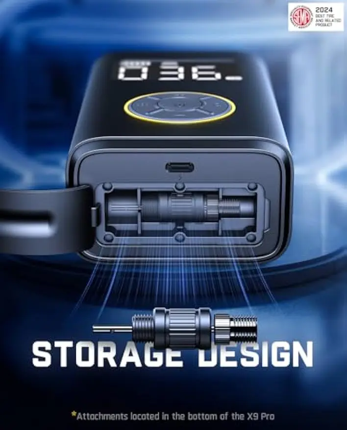 자동차 및 자전거용 휴대용 타이어 공기 주입기, 1분 빠른 전기 펌프(디지털 압력계 포함), 150PSI 에어 컴프레서