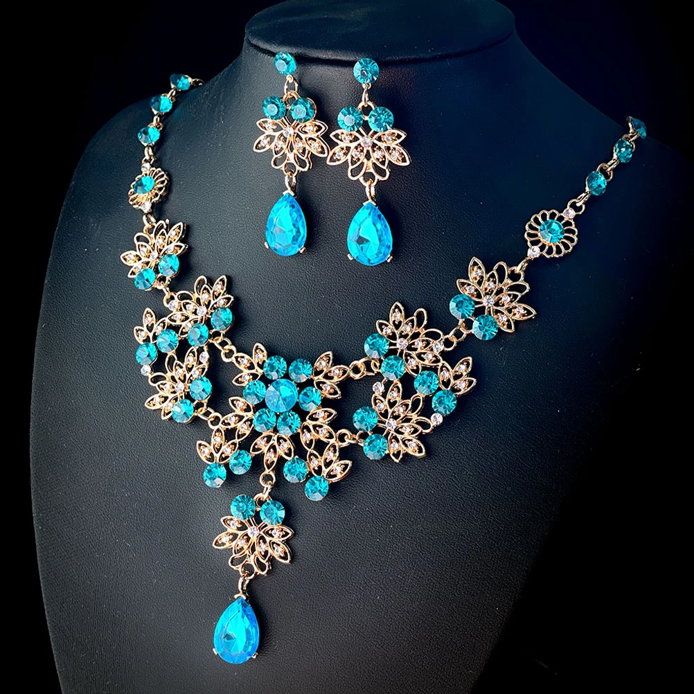 

Wedding Dress Accessories Bride Crown Earring Necklace Set Zinc Alloy Tiara Girls Jewelry Sets Birthday Prom Evening Party Gifts