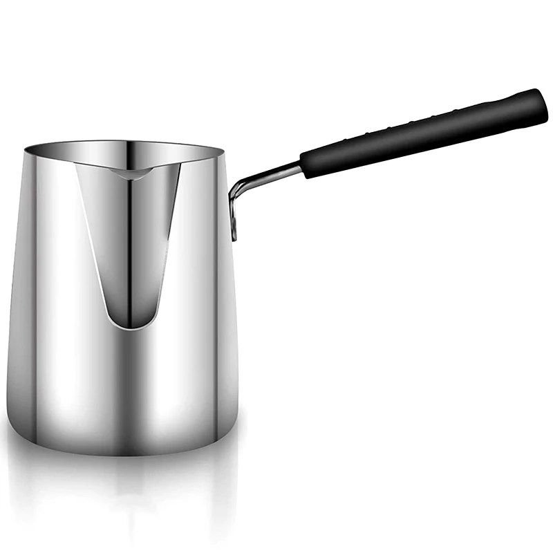 Stainless Steel Butter and Coffee Warmer Turkish Coffee Pot Mini Butter Melting Pot and Milk Pot with Spout -(350ML)