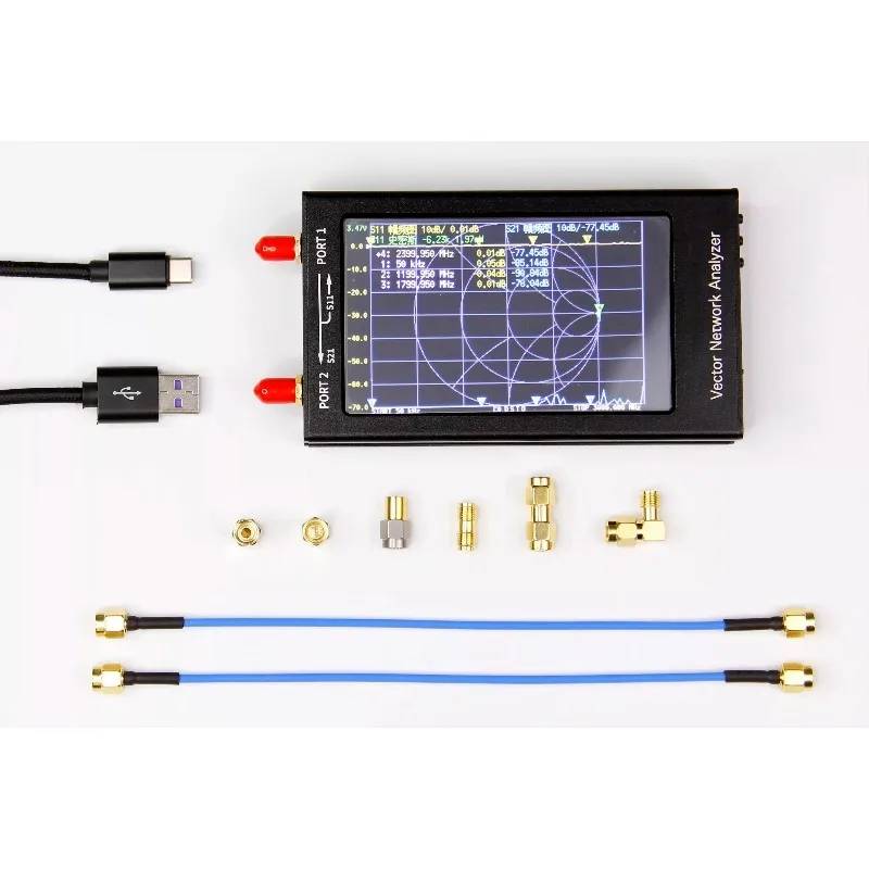 Portable 10kHz-3GHz Vector Network Analyzer, 4.3 Inch HF VHF UHF Antenna Analyzer