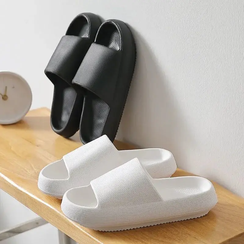 

Quality slippers thick bottom durable one-word home bathroom new summer wear cool slippers couple slippers