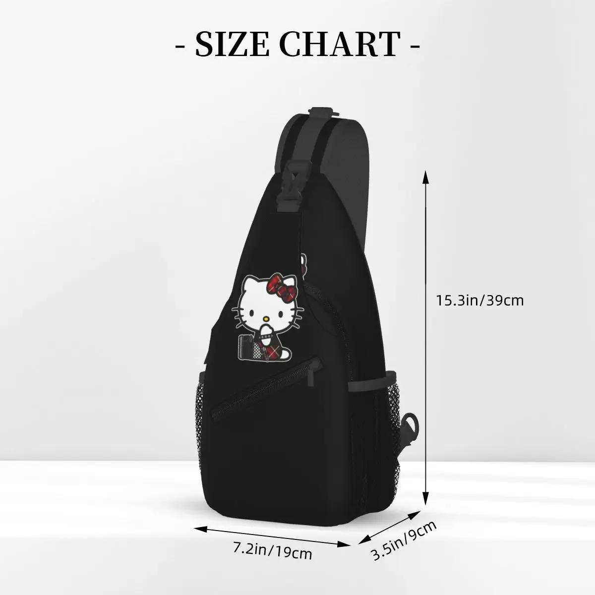 Hello Kitty-Punk gótico peito Sling sacos, mochila de ombro crossbody, mochila esportes ao ar livre, moda Bookbag