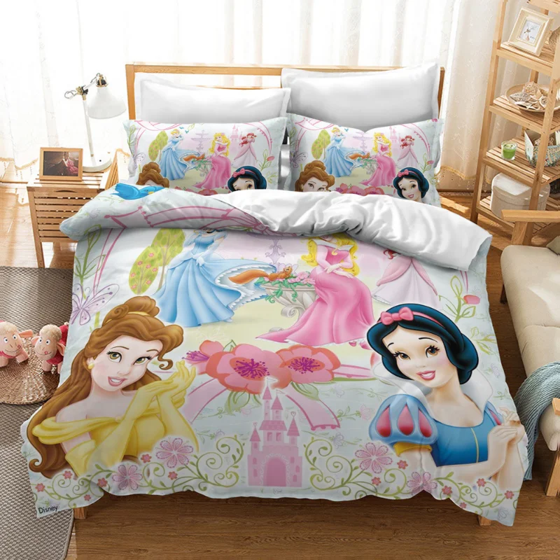 Imagem -04 - Disney Snow White Princess Bedding Conjunto For Kids Beauty And The Beast Quilt Capa de Edredão Decoração do Quarto Solteiro Rei