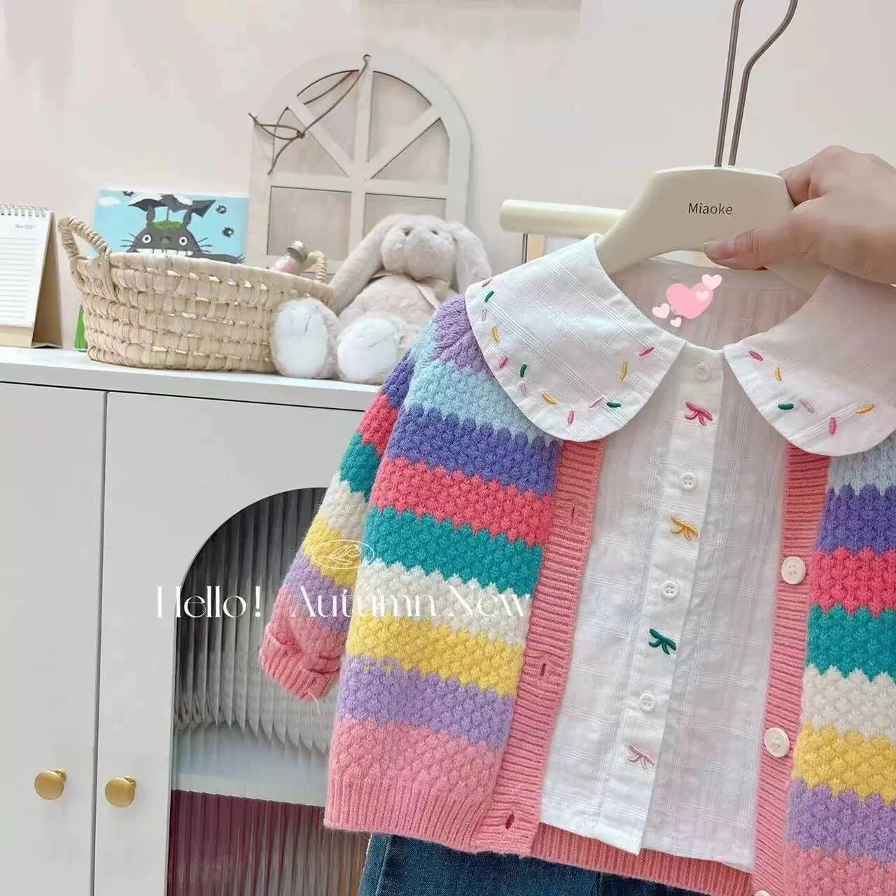 Children Clothes Girls Cardigan Girls Simple Knit Sweater Spring And Autumn Children\'S Jacket