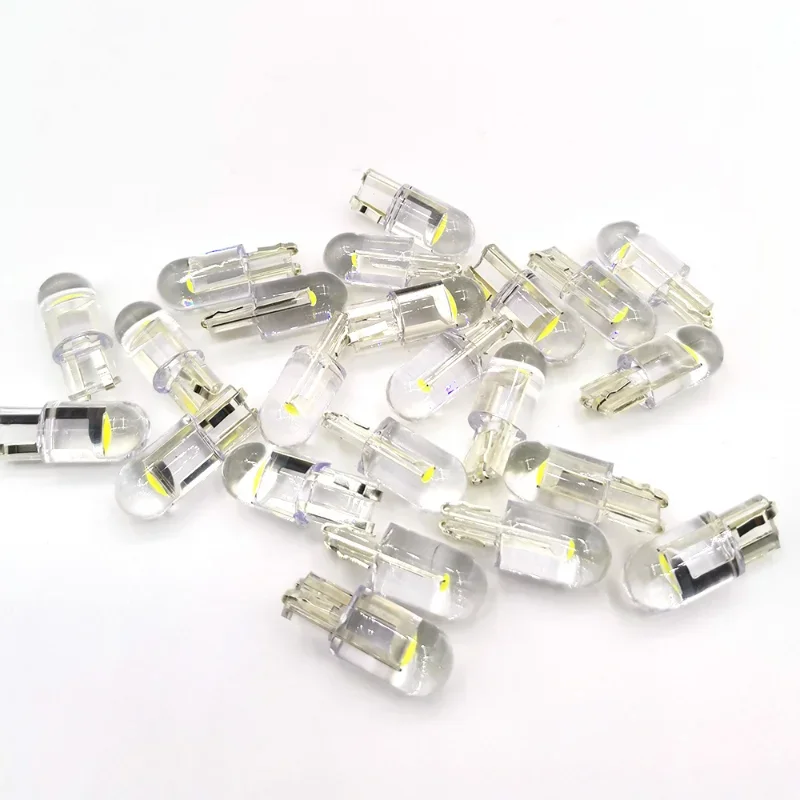 10pcs W5W Led T10 Car Light COB Glass 6000K White Auto Automobiles License Plate Lamp Dome Read DRL Bulb Style 12V