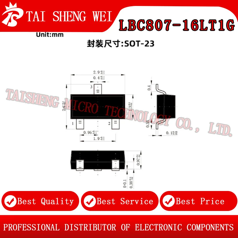 50PCS Brand New Original LBC807-16LT1G LBC807 16LT1G Marked 5A1 SOT-23 PNP Surface-Mount Transistor 0.5A 45V