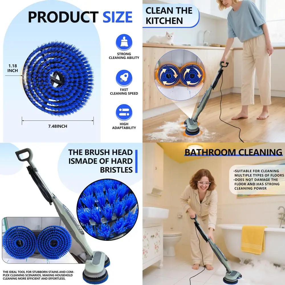

Replacement Steam Mop Pads for Shark S7000/S7001/S8201/S7201 Series, Blue Nylon Bristles, Deep Clean Hardwood & Tile Floors, Scr