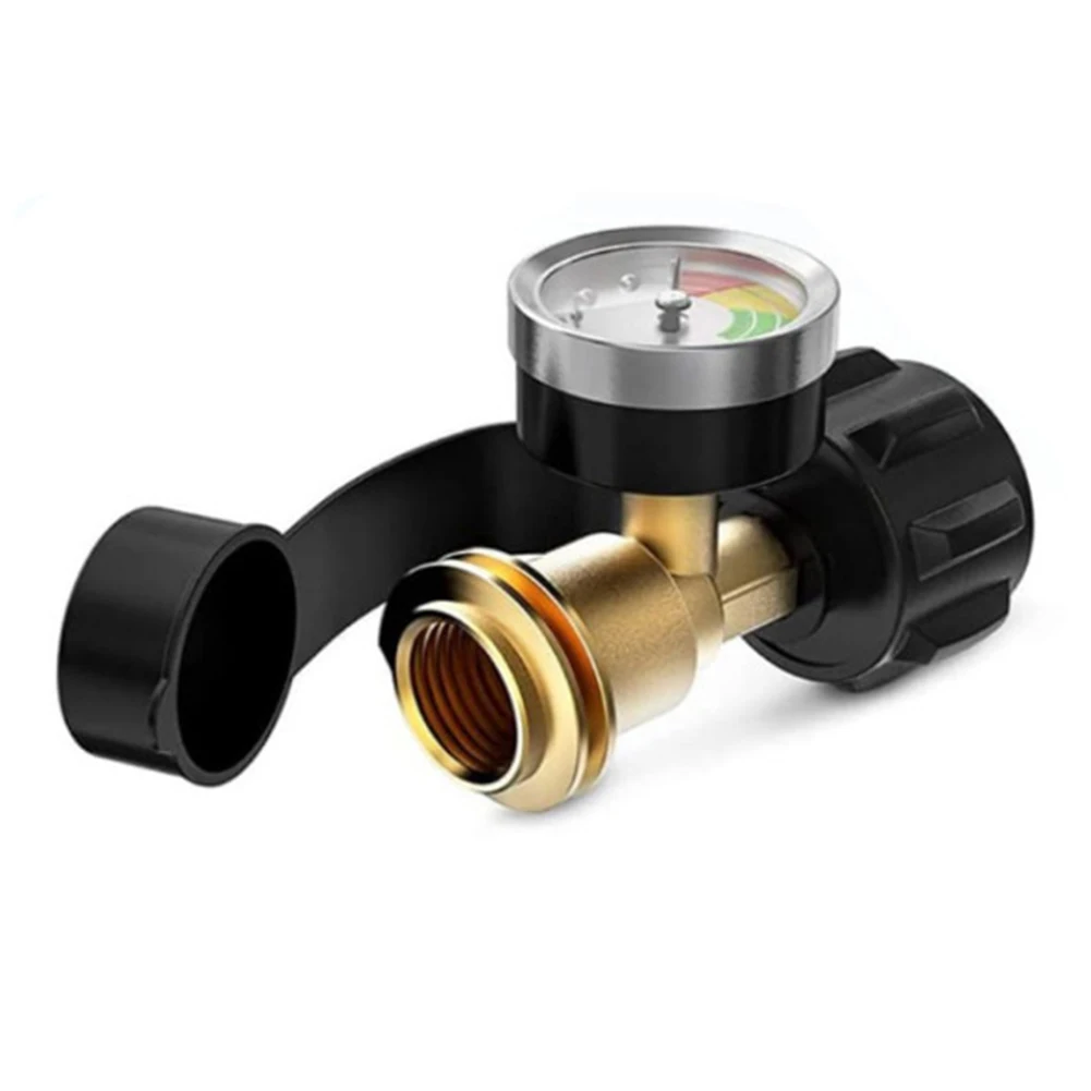 Propane Tank Adapter With Pressure Gauge For QCC1 Connector Refilling Tool For Outdoor Camping BBQ Grilling Barbecue Accessories