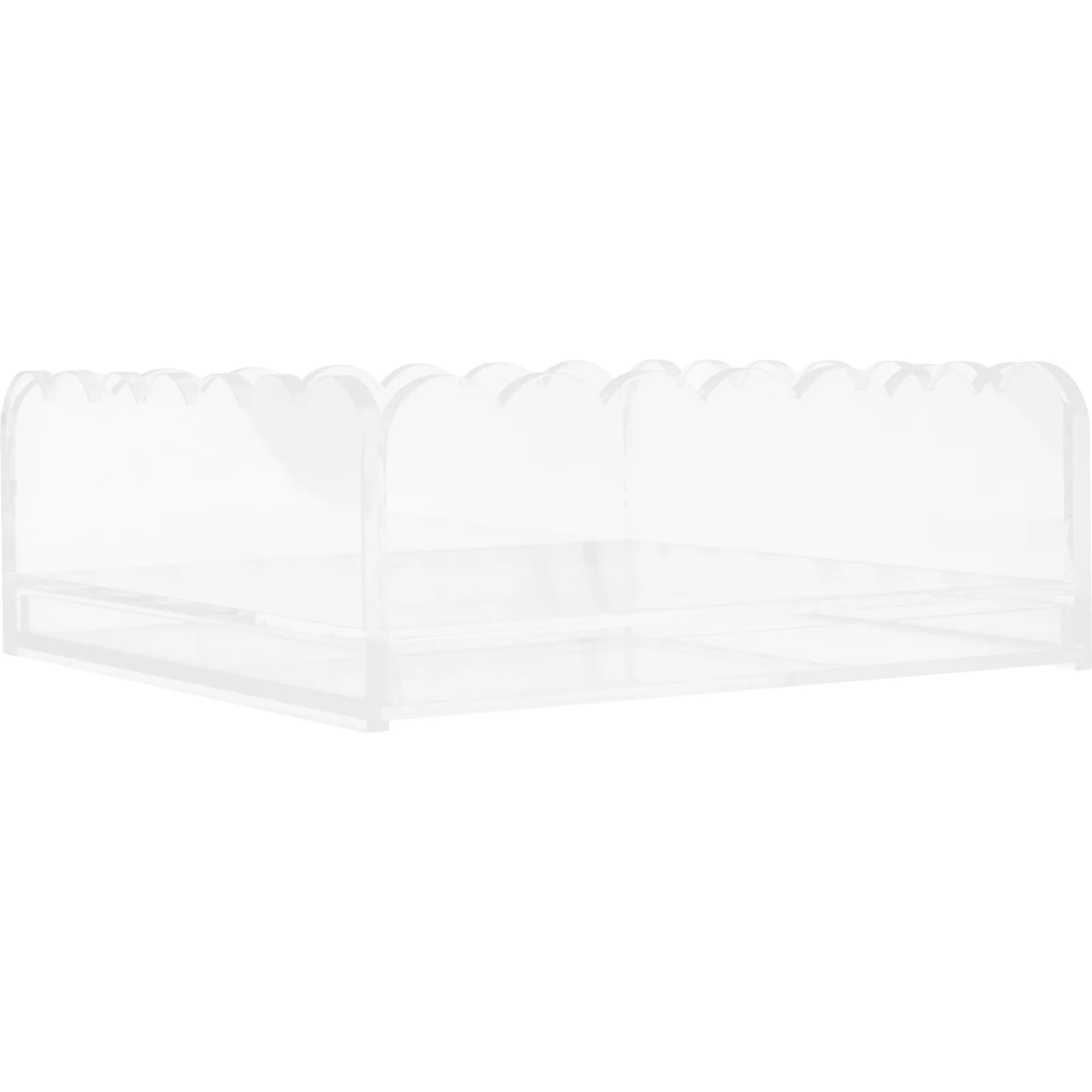 

Acrylic Scalloped Tray Drawer Clear Organizer Needlepoint Photos Art Vanity Desk Home Office Decor Functional Scalloped Tray