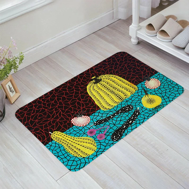 

Yayoi Kusama Art Floor Mat Room Mats Home Doormat Entrance Door Rugs Carpets Balcony Kitchen Rug Foot Carpet Bathroom Bath House