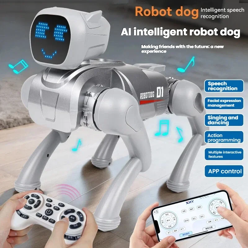2026 New Intelligent AI Robot Dog Toy, Voice Control, Mobile Phone APP Programming, Electric Dialogue Interactive RC Robot Toy F