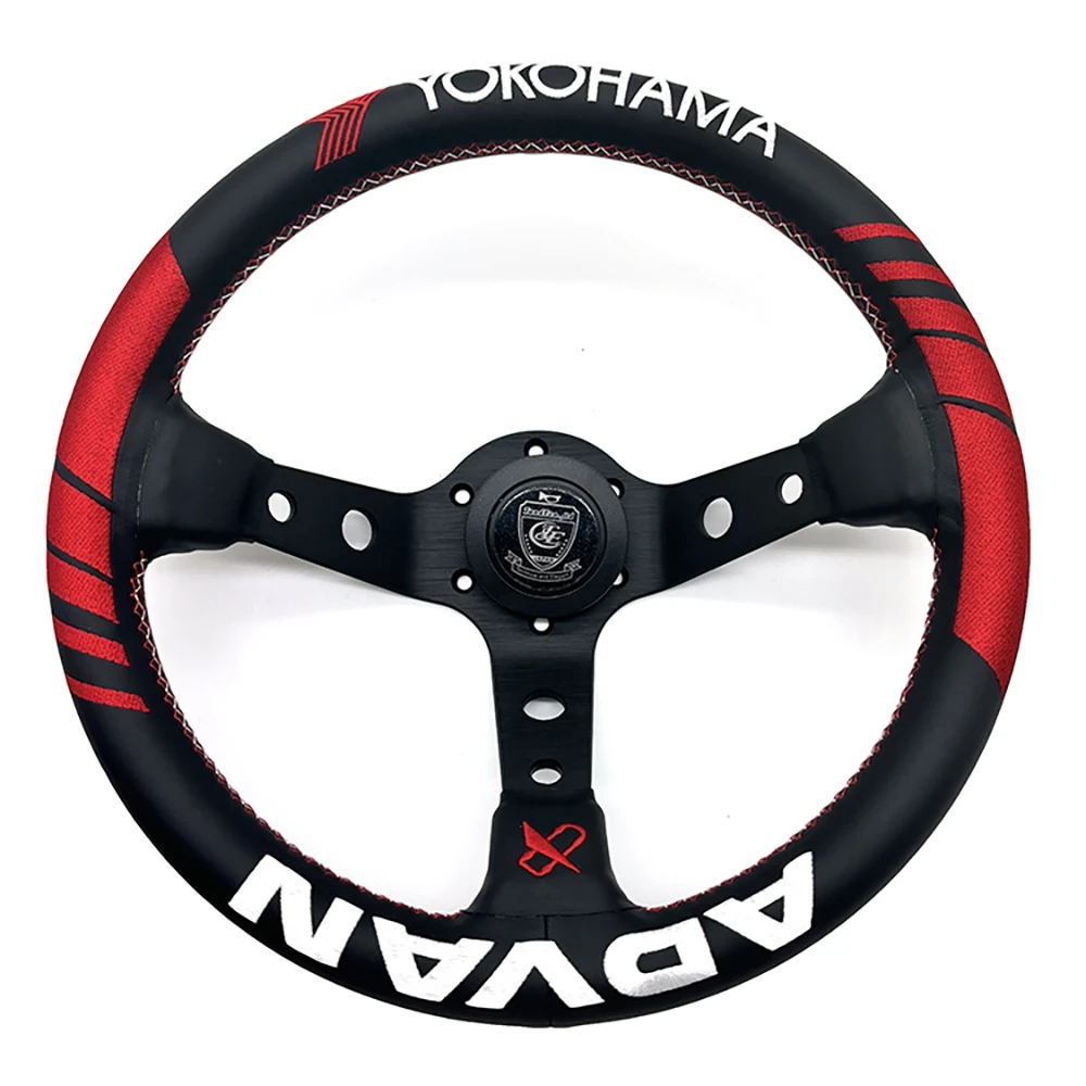 Tiypeor VERTEX Leather 330mm Diameter Bracket 5mm Thick Steering Wheel Embroidery Craft Racing Steering Wheel