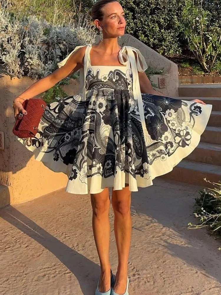 Été couverture Ups femmes maillot de bain Spaghetti sangle Robes maillot de bain 2026 nouvelle fleur imprimé plage vacances Mini Robes couverture