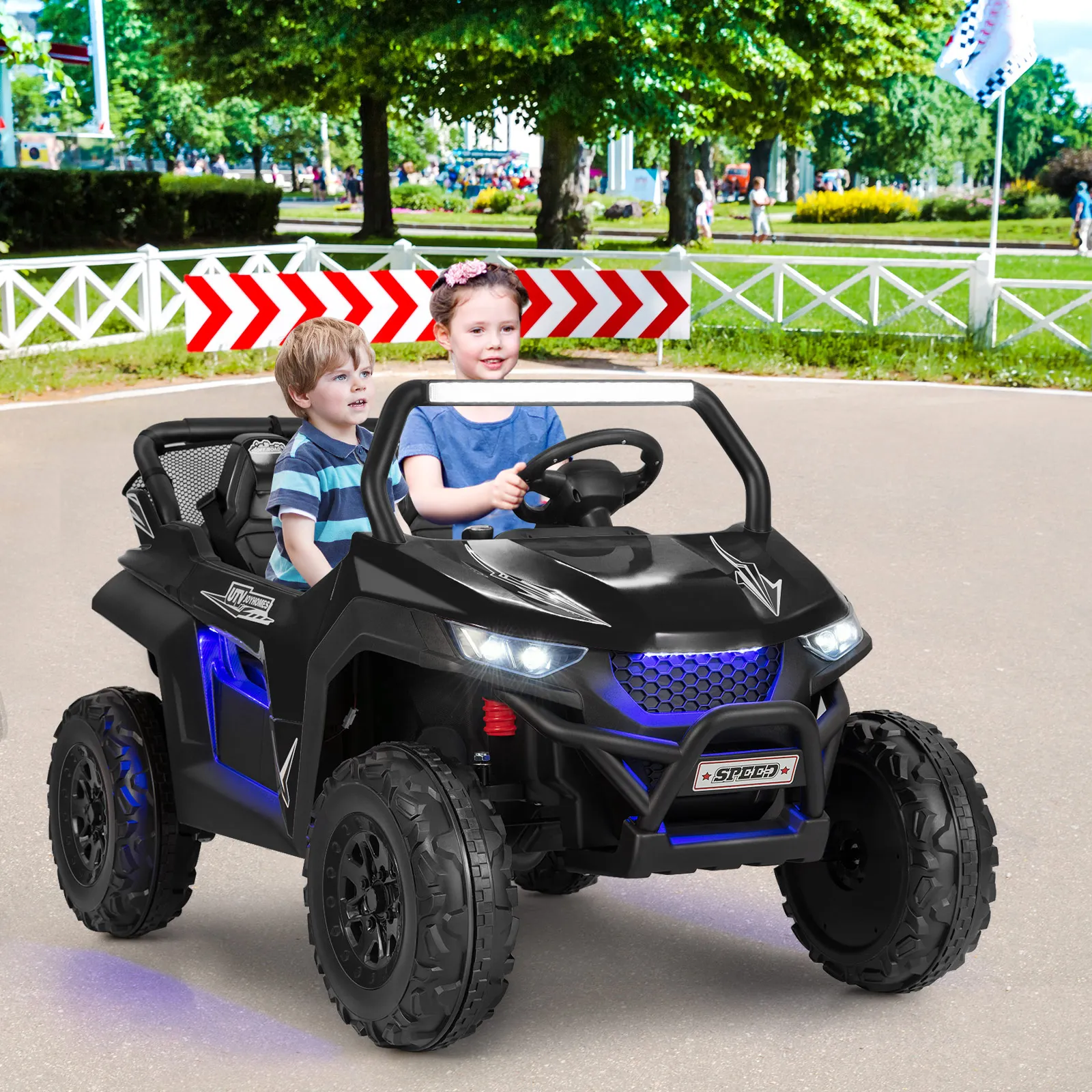 Suspension de véhicule électrique UTV RC pour enfants, 2 places, lumières et musique, 12V