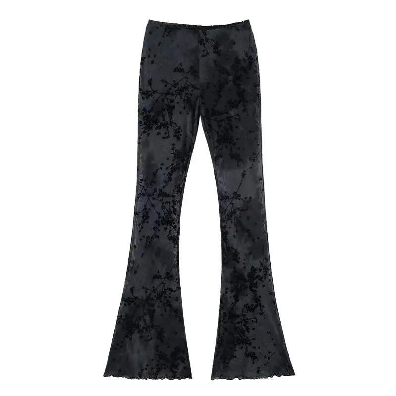 Spring Summer 2026 New Women's Fashion Sleeveless Silk Mesh Printed Hanging Neck Collar Top Long Pants 0085308