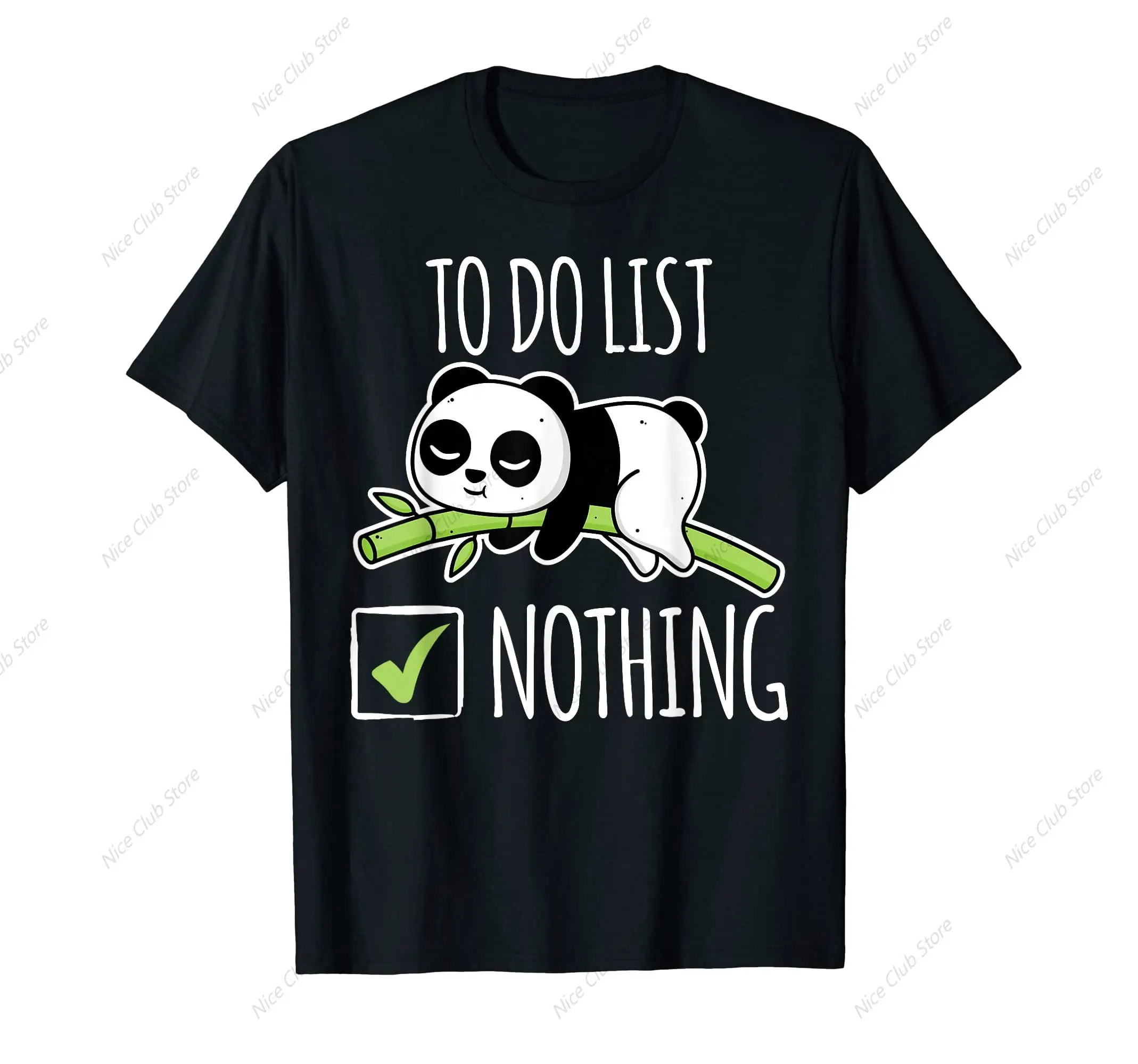 To Do List Nothing Lazy Panda Tired Panda T-Shirt for Men Cotton 100% Summer Tops