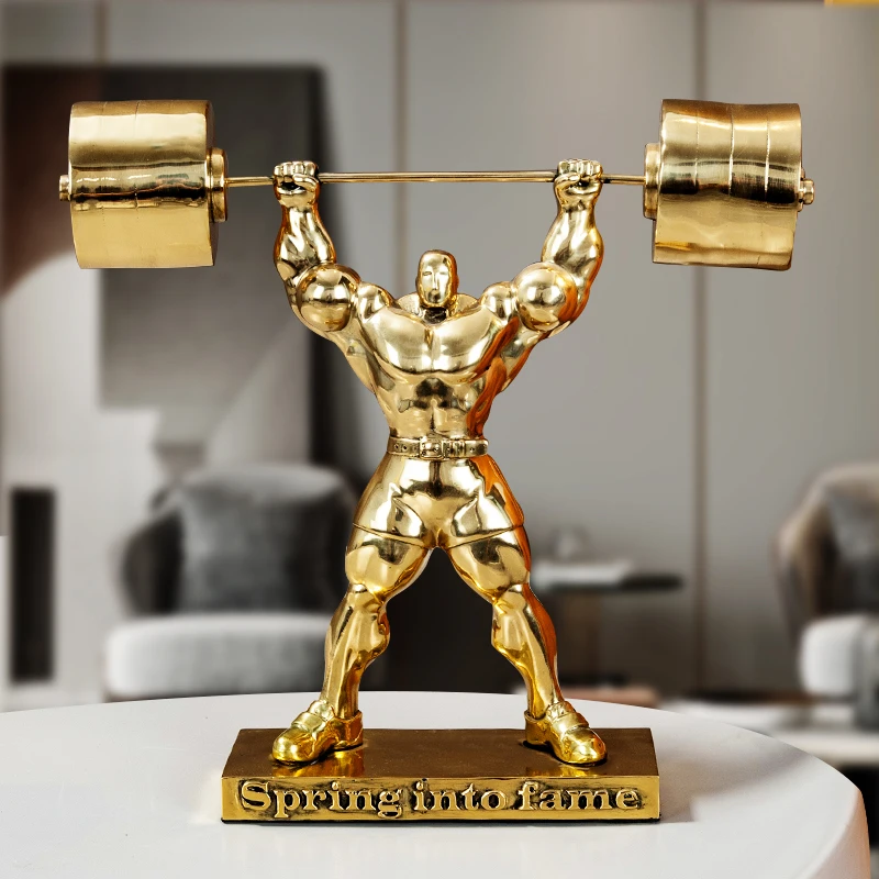 

Weightlifting Strongman Sculpture Sports Figures Model Resin Crafts LivingRoom Office Desktop Decoration Modern HomeDecor Statue