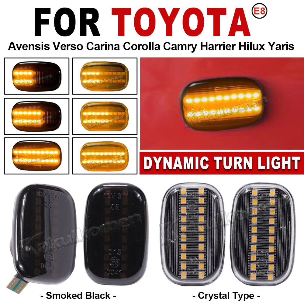 For Toyota Avensis Verso Carina Celina Corolla Camry Caldina Harrier Hilux IPSUM Led Dynamic Side Marker Signal Indicator Lights