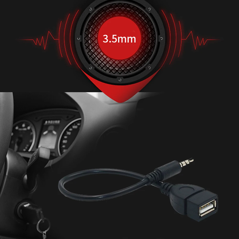 Conversión Aux para coche, Cable de Audio MP3 de 3,5mm, conector en forma de T de cabeza redonda para conectar al disco U, Cable portátil