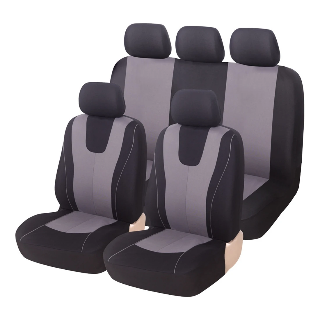 Universal All Season Car Seat Covers Cushion Stretch Polyester Vest Design Striped Edge Full Wrap Breathable Auto Seat Protector