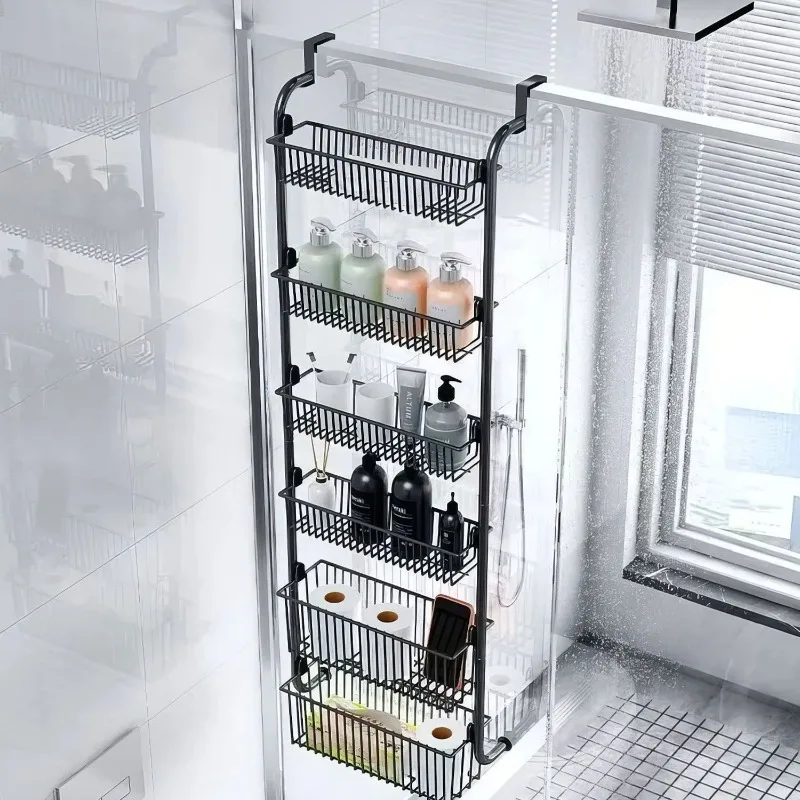No punching bathroom door rear shelf, narrow crack wall hanging multi-layer bathroom wall storage shelf, toilet cabinet edge