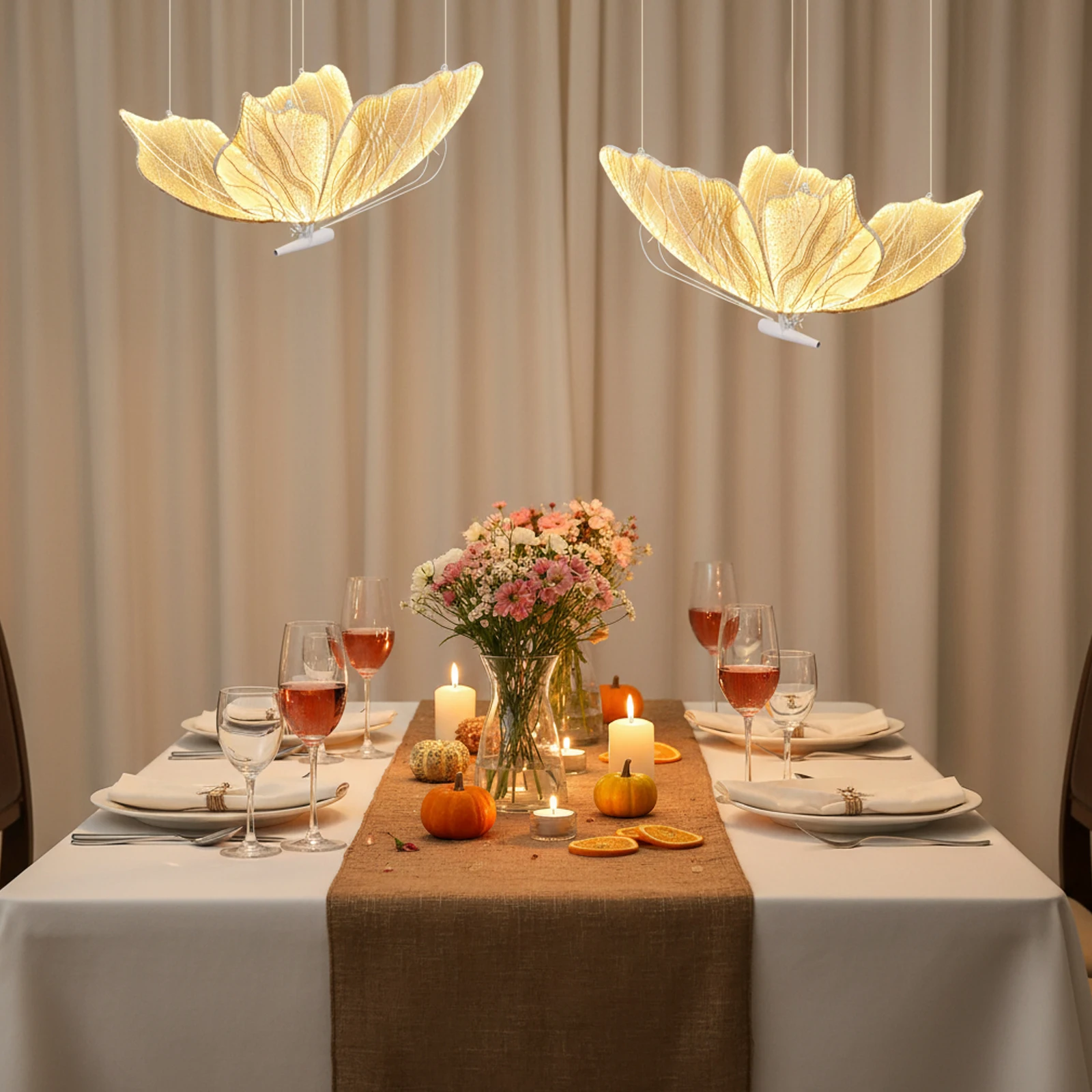 2 قطعة الفضة/الذهب الزفاف فراشة مصباح أرضي الإبداعية فراشة مصباح السقف فراشة معلقة الديكور الدعامة لحفل الزفاف Chri #4