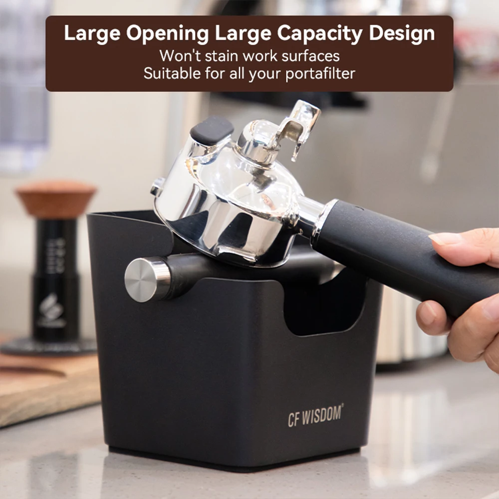 CF WISDOM Coffee Knock Box Espresso Grounds Bin Durable Anti-Slip Coffee Waste Container for Home Barista Commercial Cafe Use