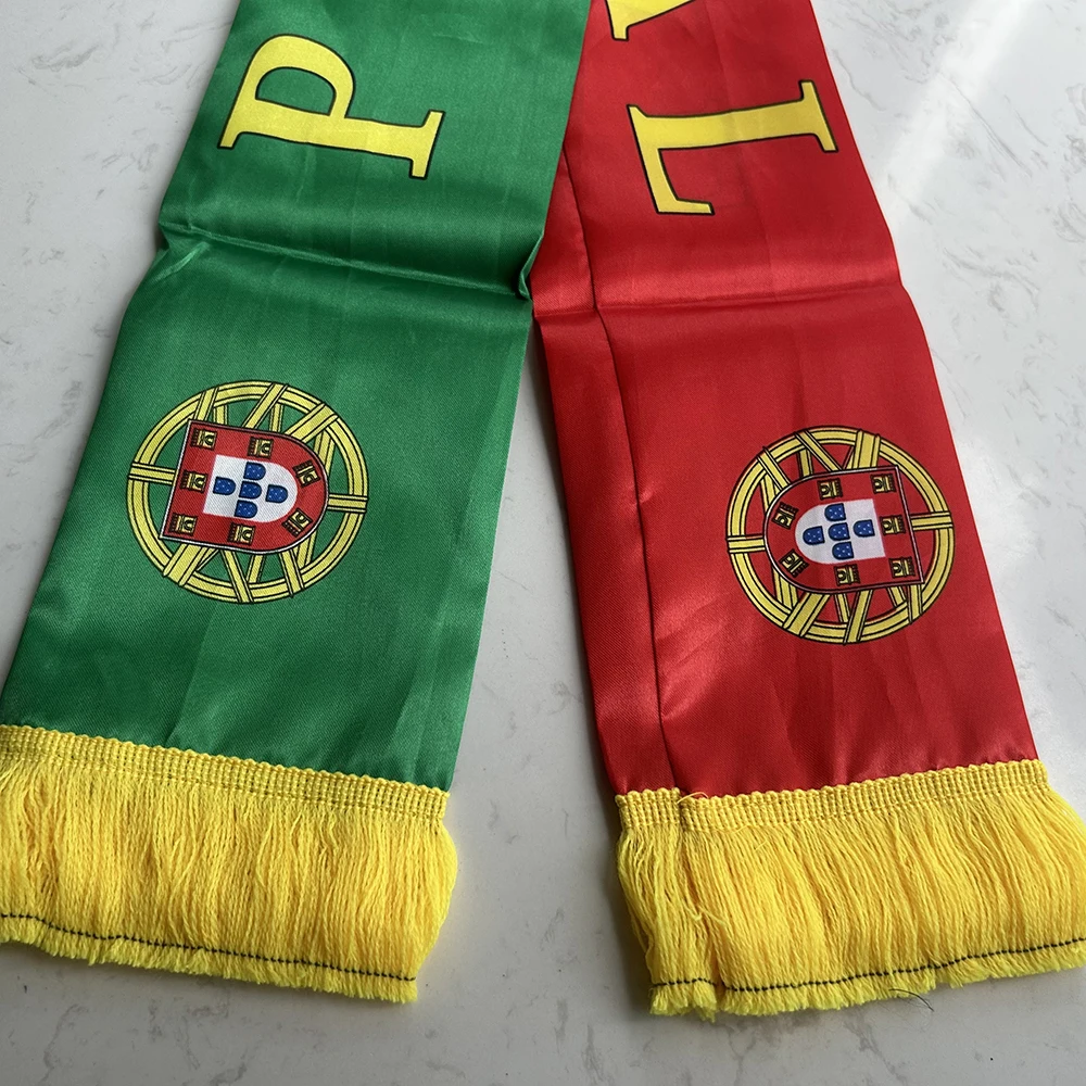 (SKY FLAG) Portugal-Schal 14x130cm Doppelseitiger Druck Satin Fußball-Fan-Portugal-Schal Flaggen-Banner – Detail 14