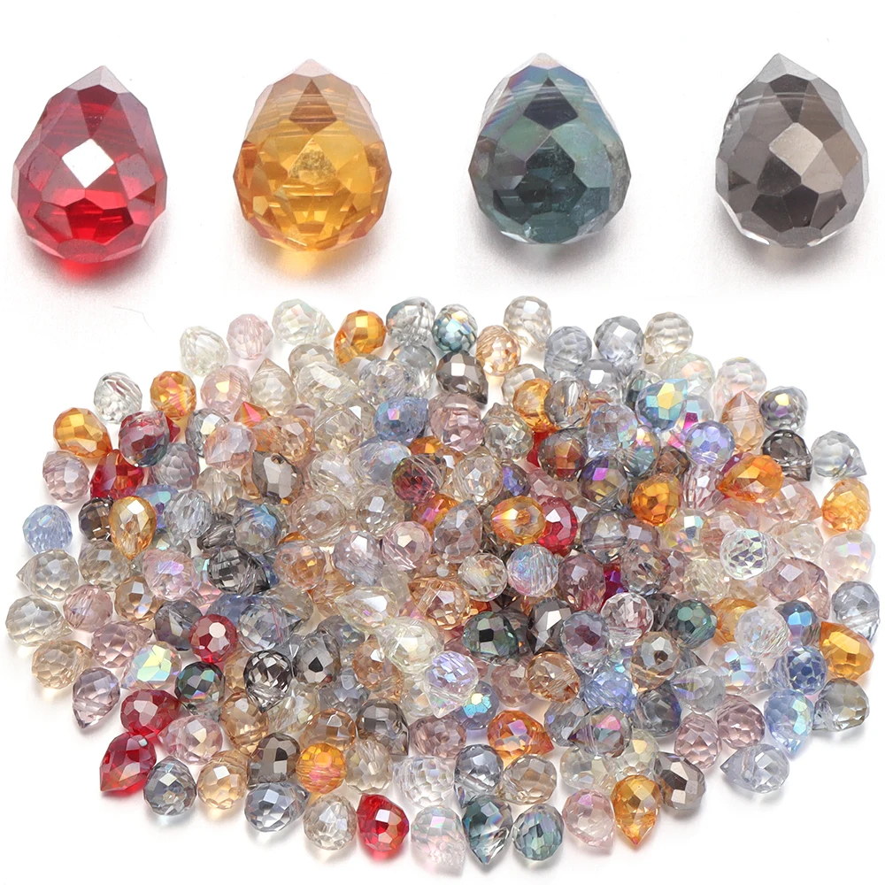 30pcs 6X8mm Faceted Strawberry Glass Beads Horizontal Hole Loose Crystal Beads For DIY Earring Bracelet Necklace Jewelry Making