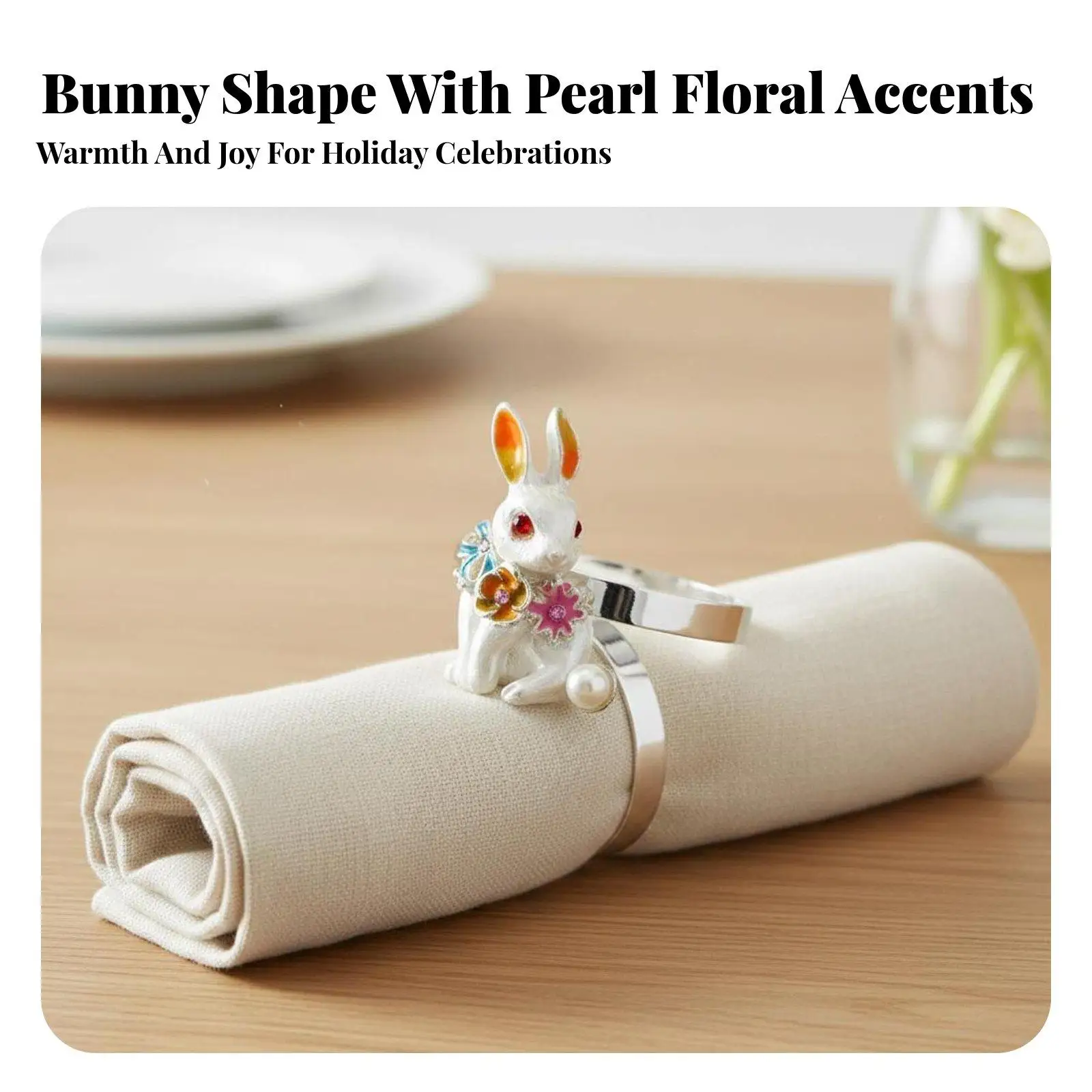 Easter Bunny Napkin Holder Elegant and Delicate Pearl Bunny Napkin Holder Holiday Table Decoration for Restaurant
