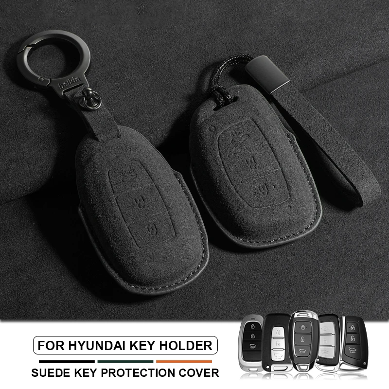 

Suede Car Key Case Cover For Hyundai I30 I10 I40 Ix35 Elantra Ix25 Rina Festa Santa Fe Sonata Solaris Sonata Hybrid NEXO Tucson