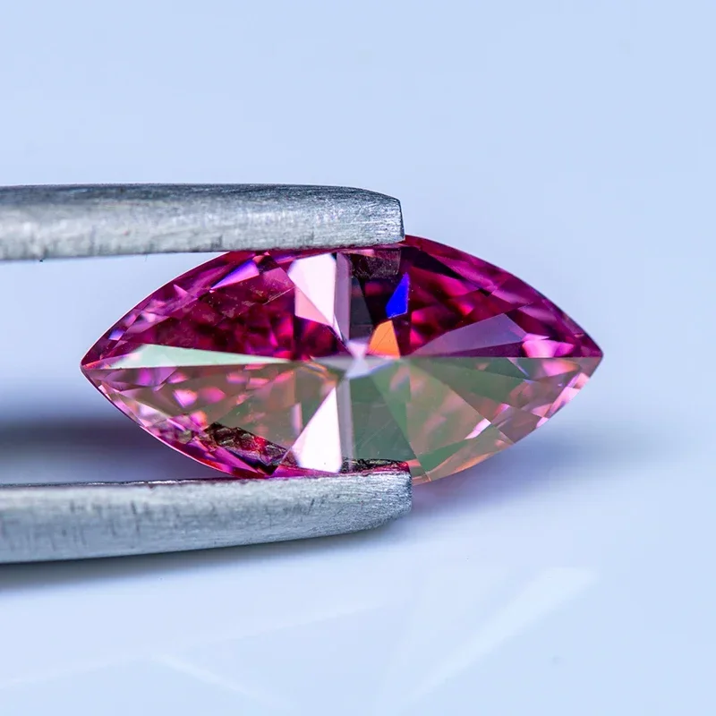 Moissanite Stone Gemstone Marquise Cut Pink Color Lab Grown Diamond Charms Woman Jewel Making With GRA Certificate