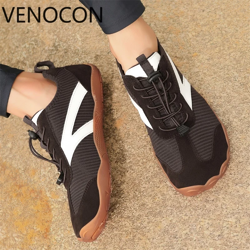 VENOCON Barefoot Friendly Extra Wide Toe Box Flat Slimmer Zero Drop Walking Trekking Minimalist Fitness Sneakers Shoes For Men
