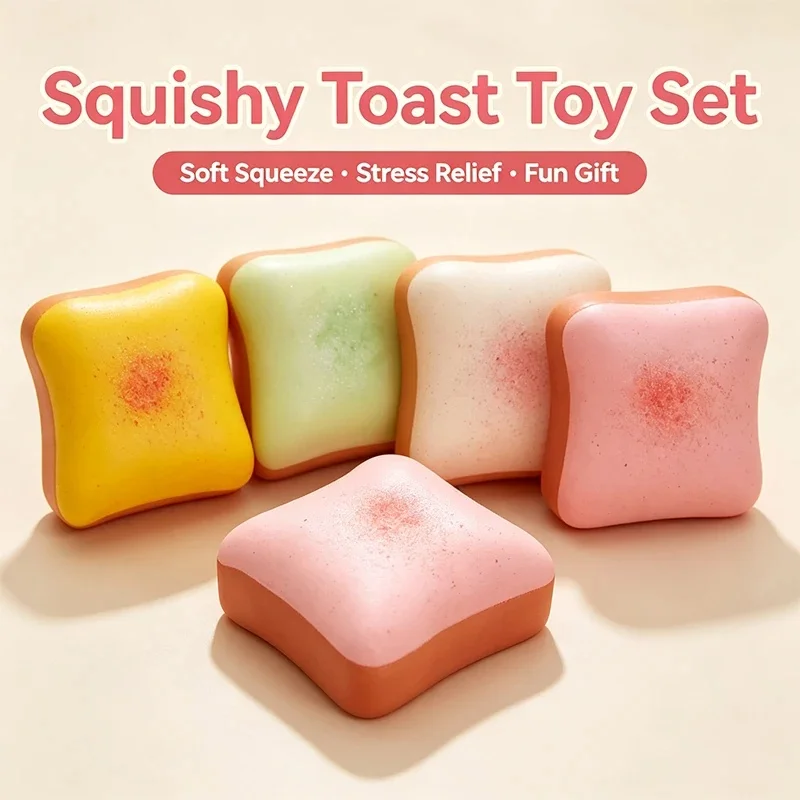 Squishy Butter Toast Bread Fidget Toys Soft Stress Relief Slow Rising Squeeze Stress Ball Toys ASMR Sensory Anti Stress Toy