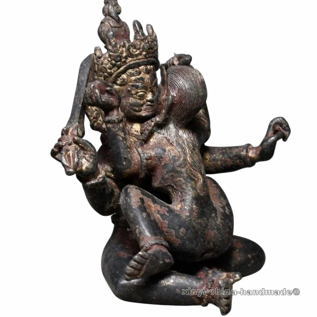 Old Tibet King Kong Ming Vajra The queen Mandkesvara Yab-Yum Happy Buddha Statue