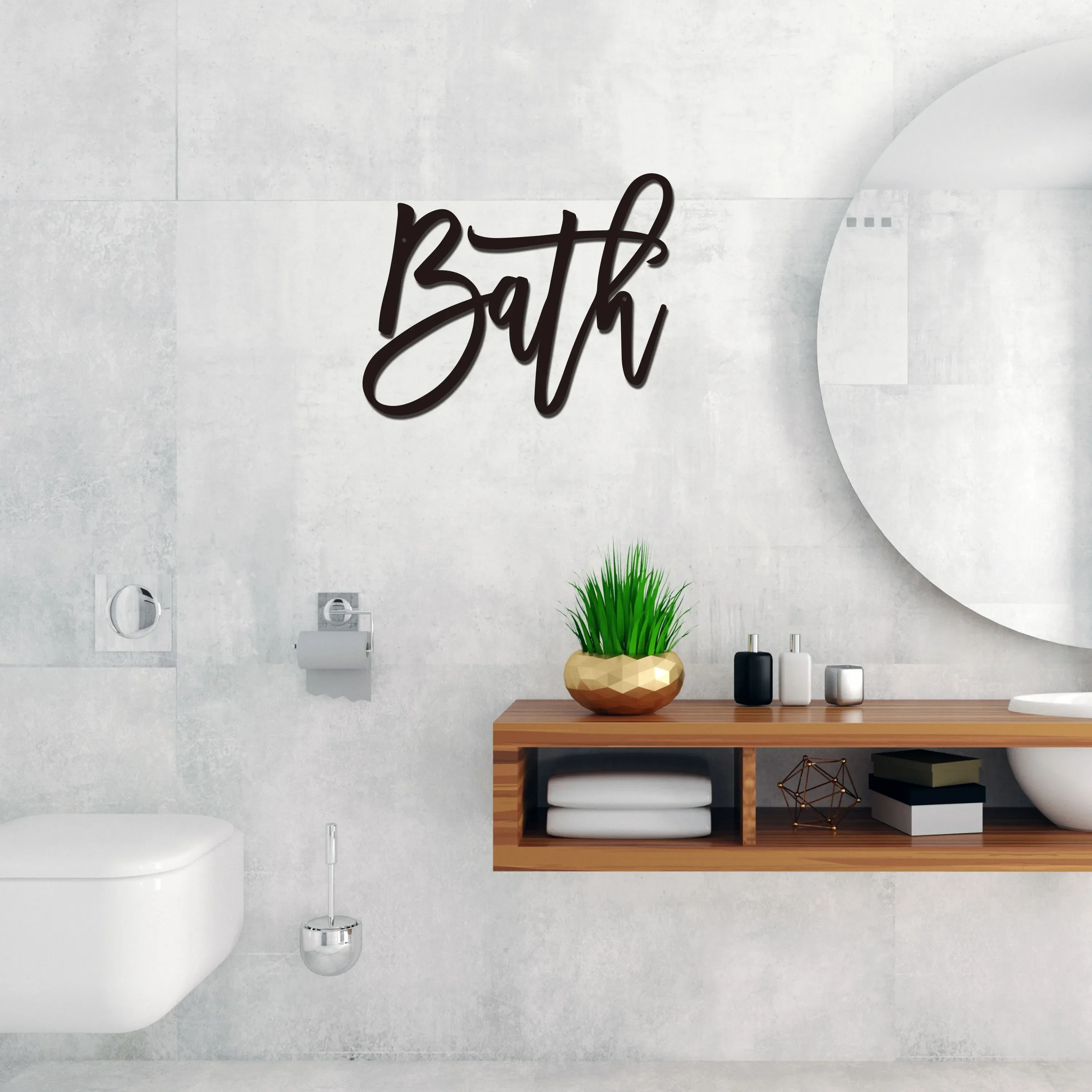 CIFBUY Deco  Bath Metal Word Wall Bath Decor Sign Powder Room Decor Retroom Sign Modern Farmhouse Bathroom Wall Decor