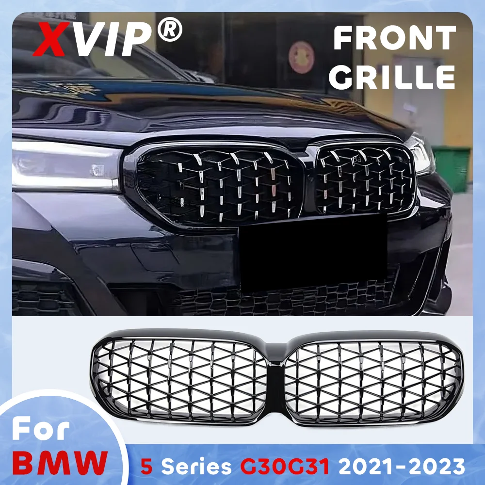 

Глянцевая черная решетка переднего бампера в стиле Diamond от XVIP для BMW 5-й серии G30 G31 2021-2023