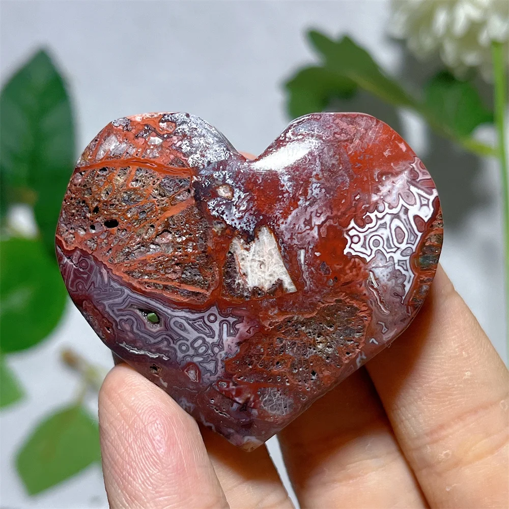 

Mexican Agate Heart Carving Stone Quartz Palm Lace Minerals Energy Living Spiritual Feng Shui Healing Reiki HomeDecoration