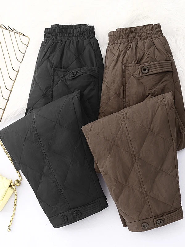 الشتاء Faion حجم كبير المرأة أسفل السراويل القطنية مستقيم الساق عارضة الدفء ملابس خارجية أمي الملابس Thiened لا مرونة #1