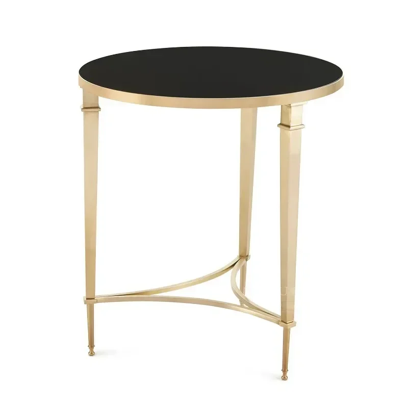 Light luxury modern simple gold stainless steel edge a few tempered glass round edge a few corners jewelry table placement table