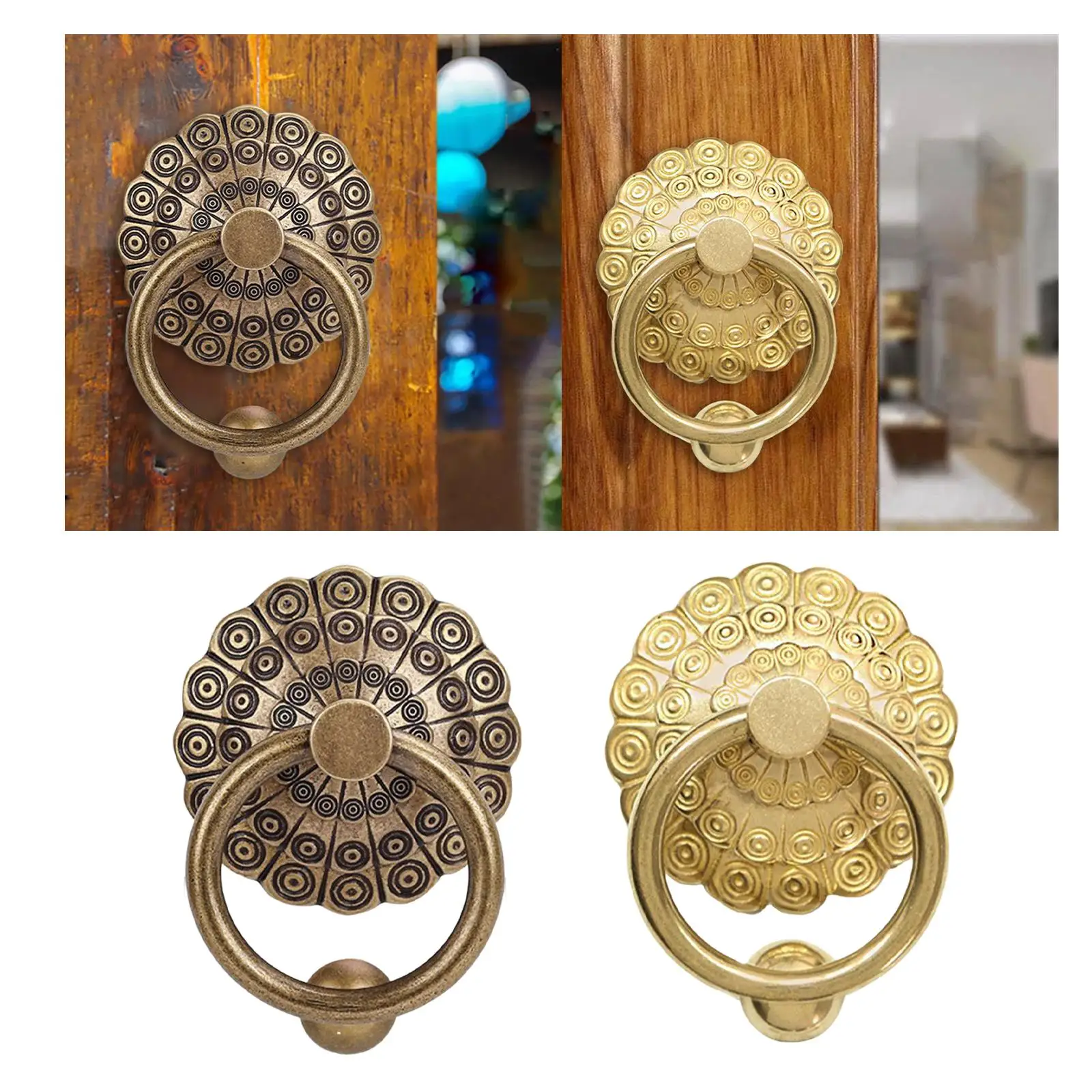 Antique Design Brass Door Handle Decorative Knocker Pull Farmhouse Garden Gate Hardware for Interior Doors