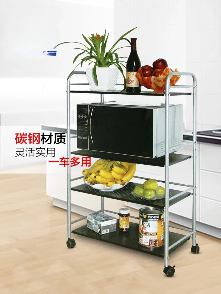 Kitchen, bathroom, shelf, microwave oven, storage, storage and sorting shelf, floor-to-ceiling, multi-layer steel frame, househo