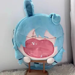 Anime JK Cosplay Mahito Plush Soft Transparent Campus Student Zipper Big Mouth Cartoon Backpack Messenger Shoulder Bag